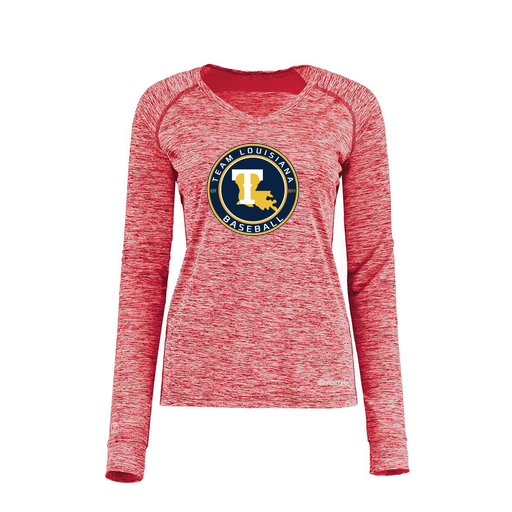 [222770.T20.XS-LOGO1] Ladies Electric Long Sleeve Shirt (Female Adult XS, Red, Logo 1)